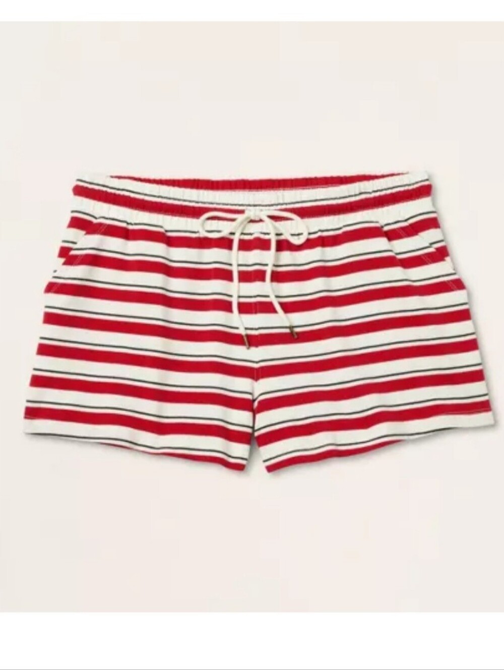 Women’s Red & White Striped Drawstring Athletic Shorts